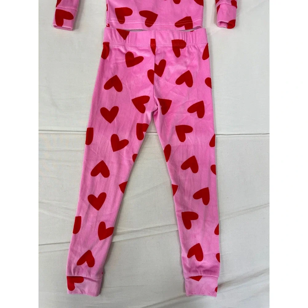 Cat & Jack Girls Pink & Red Heart Print 2-Piece Pajama Set Size 4